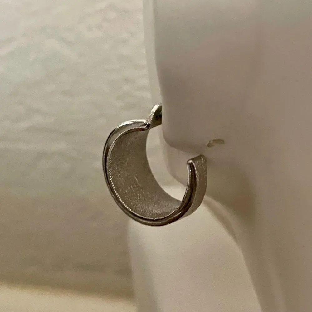 Silver tone double hoop post earrings